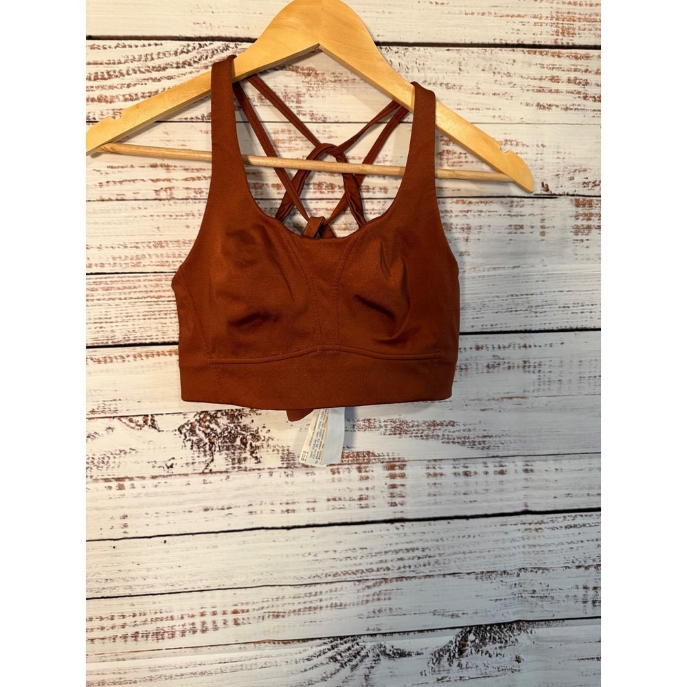 Oysho Rust Terracotta Strappy Crisscross Back Sports Bra Medium Yoga Gym Top